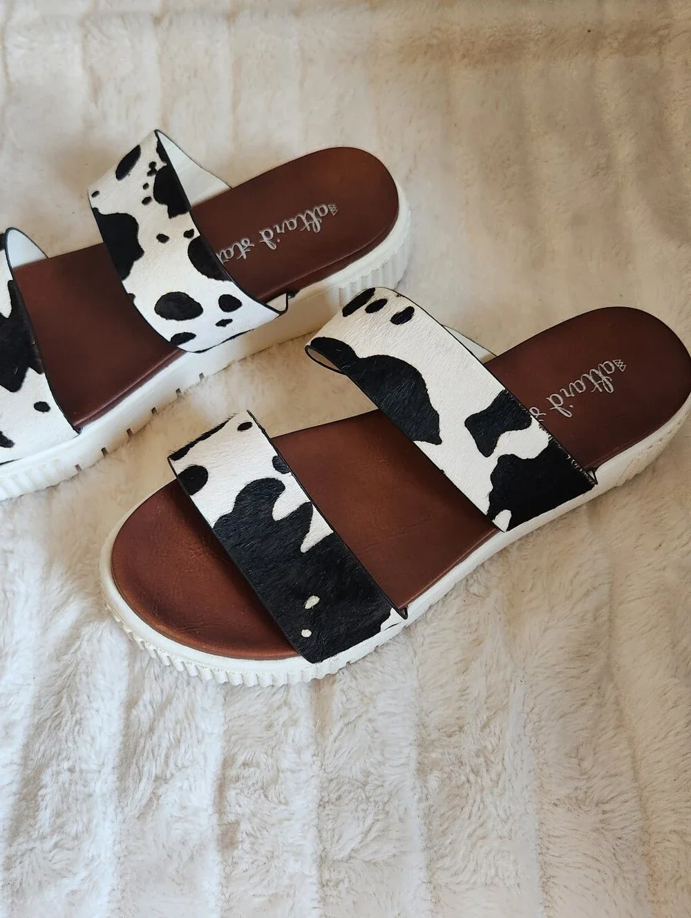Altar'd State Cow Print Leather Platform Sandals (Size 10)